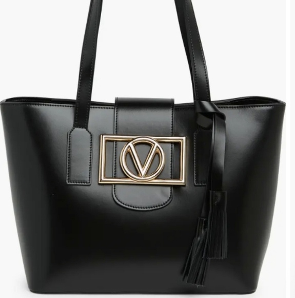 Sale ●Valentino Black and Gold Leather Tote
